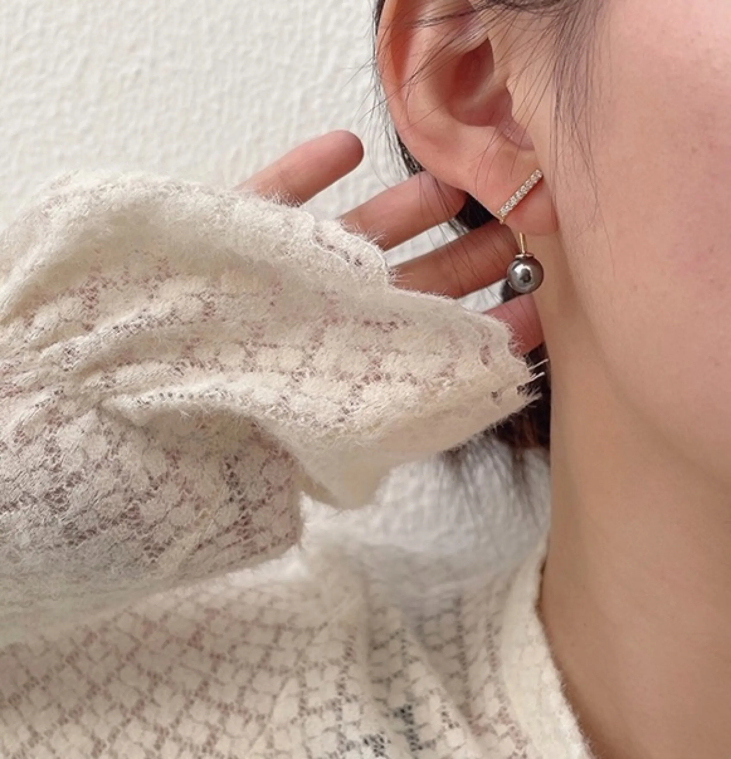 No pierce pearl drop earrings