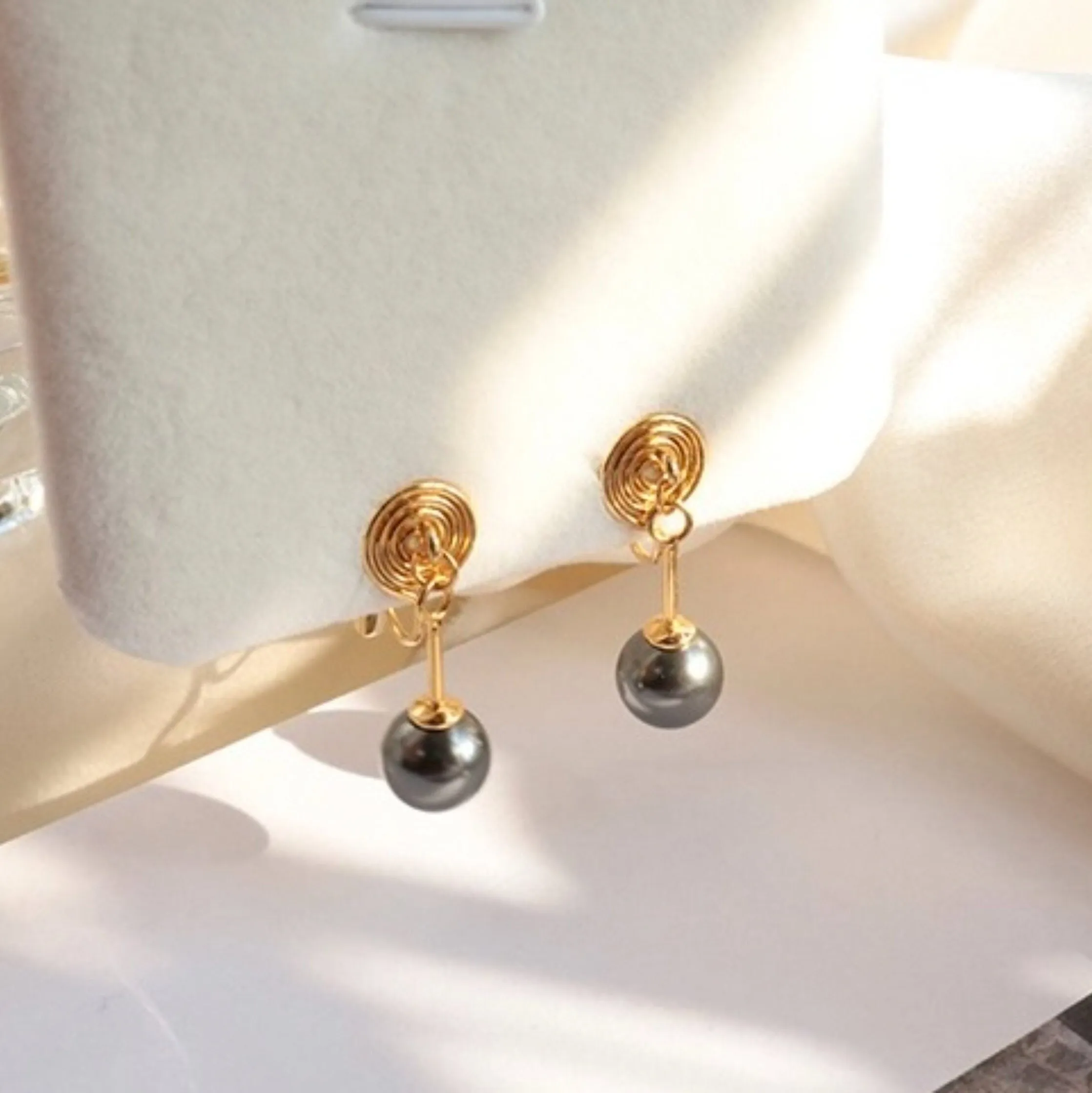 No pierce pearl drop earrings