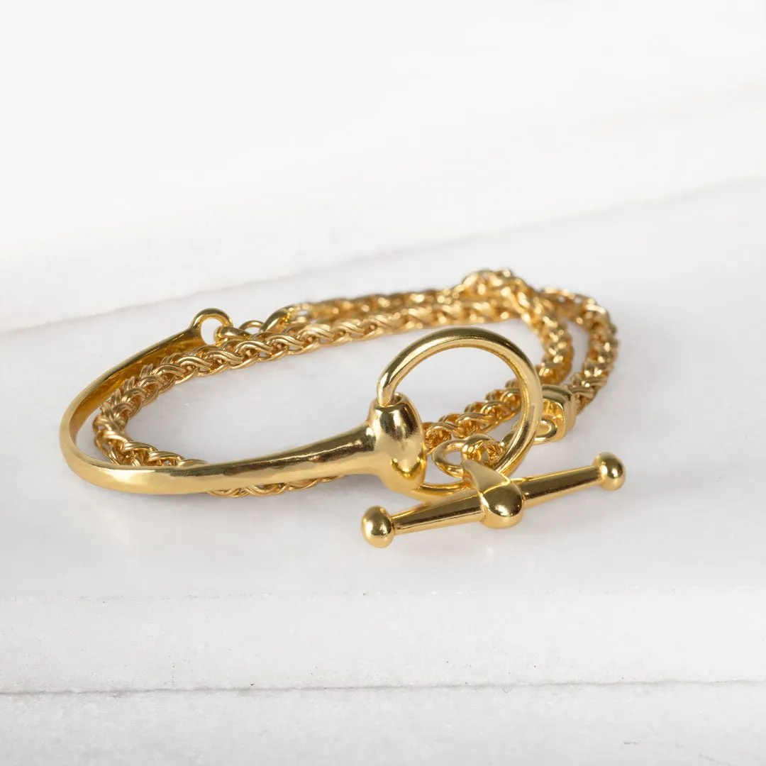 Odeza - Wrap Around Horse Bit and 14K Gold on Brass Bracelet