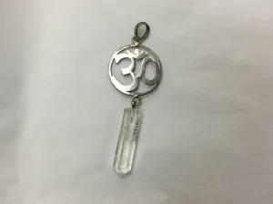 Om Pendants with Crystal Hanging (Rose Quartz. Clear Quartz, Amethyst)