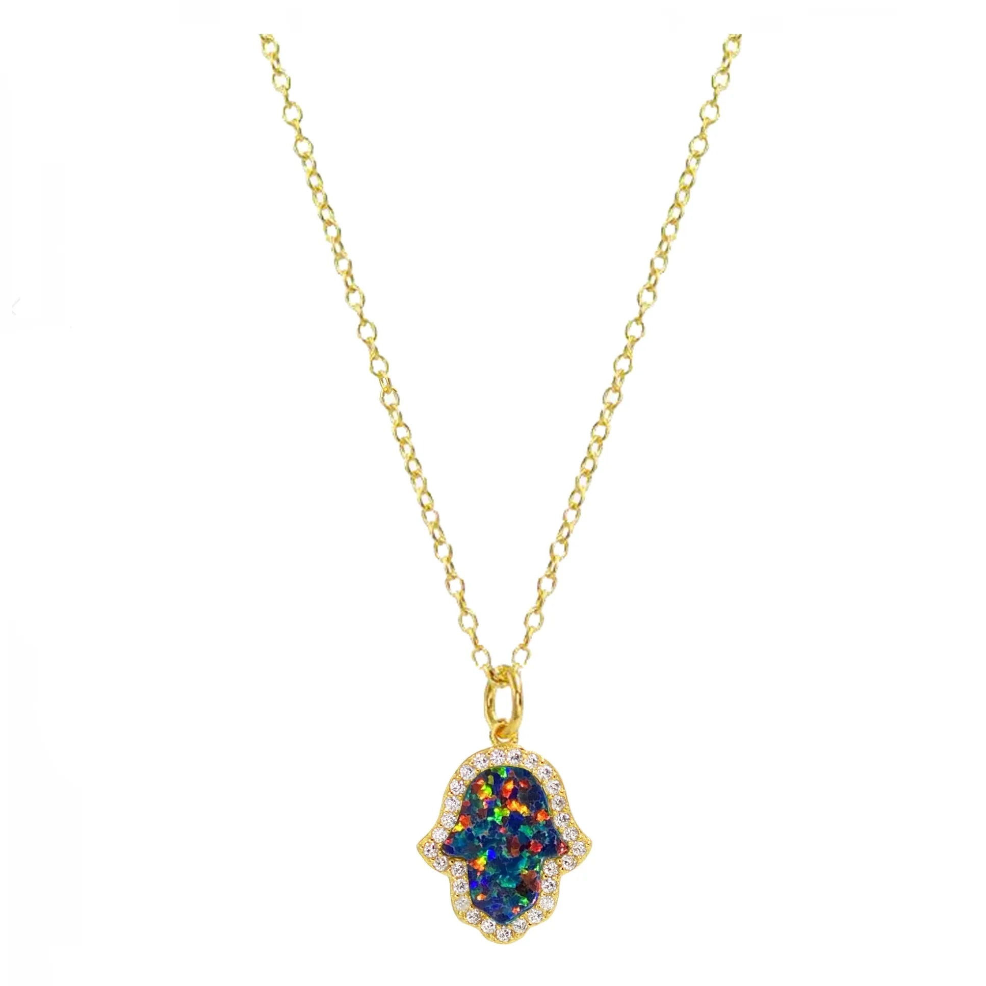 Opal Hamsa Necklace (Available in 4 Colors)