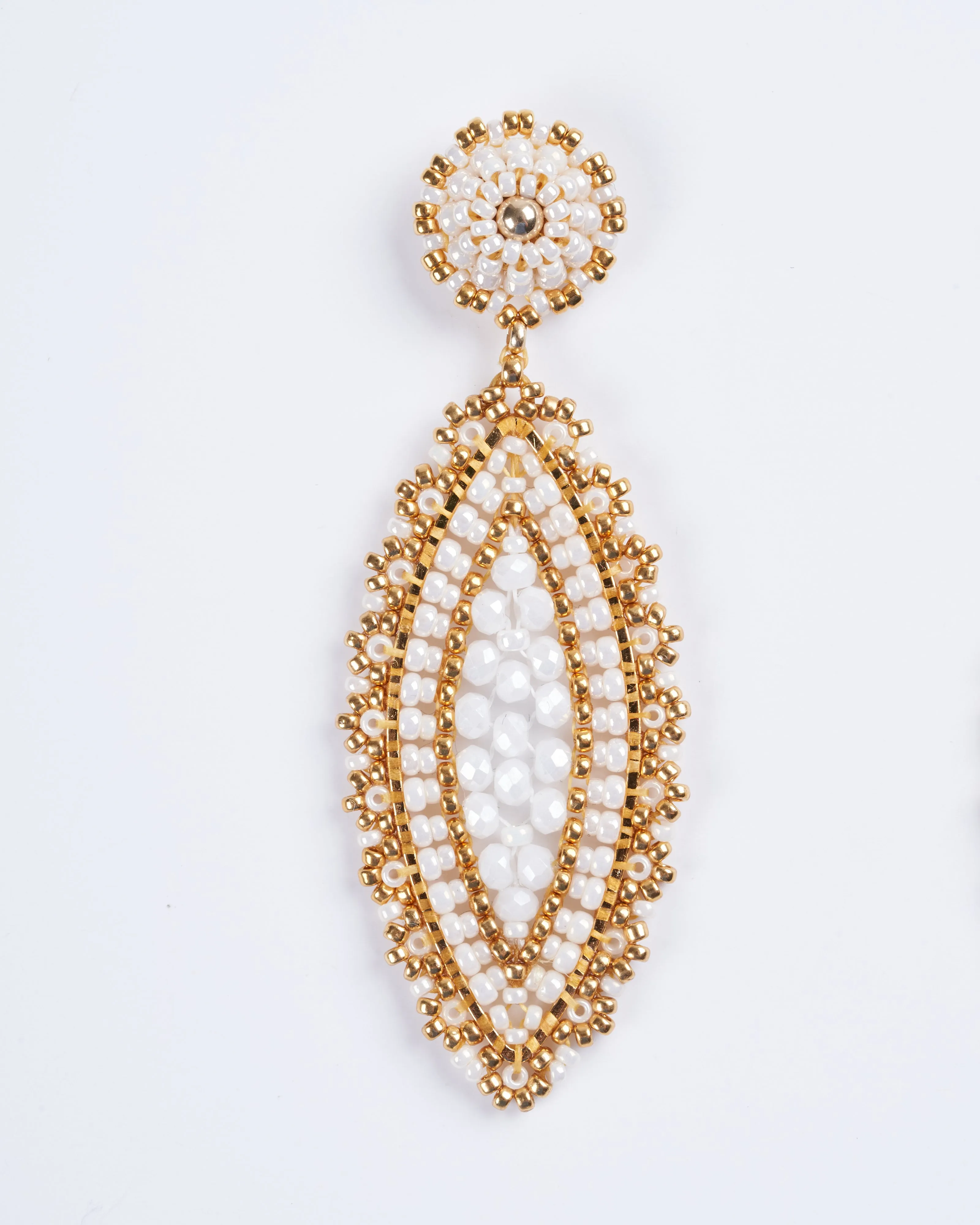 opalite and miyuki 18k gold plated rondelle earrings - stone gold