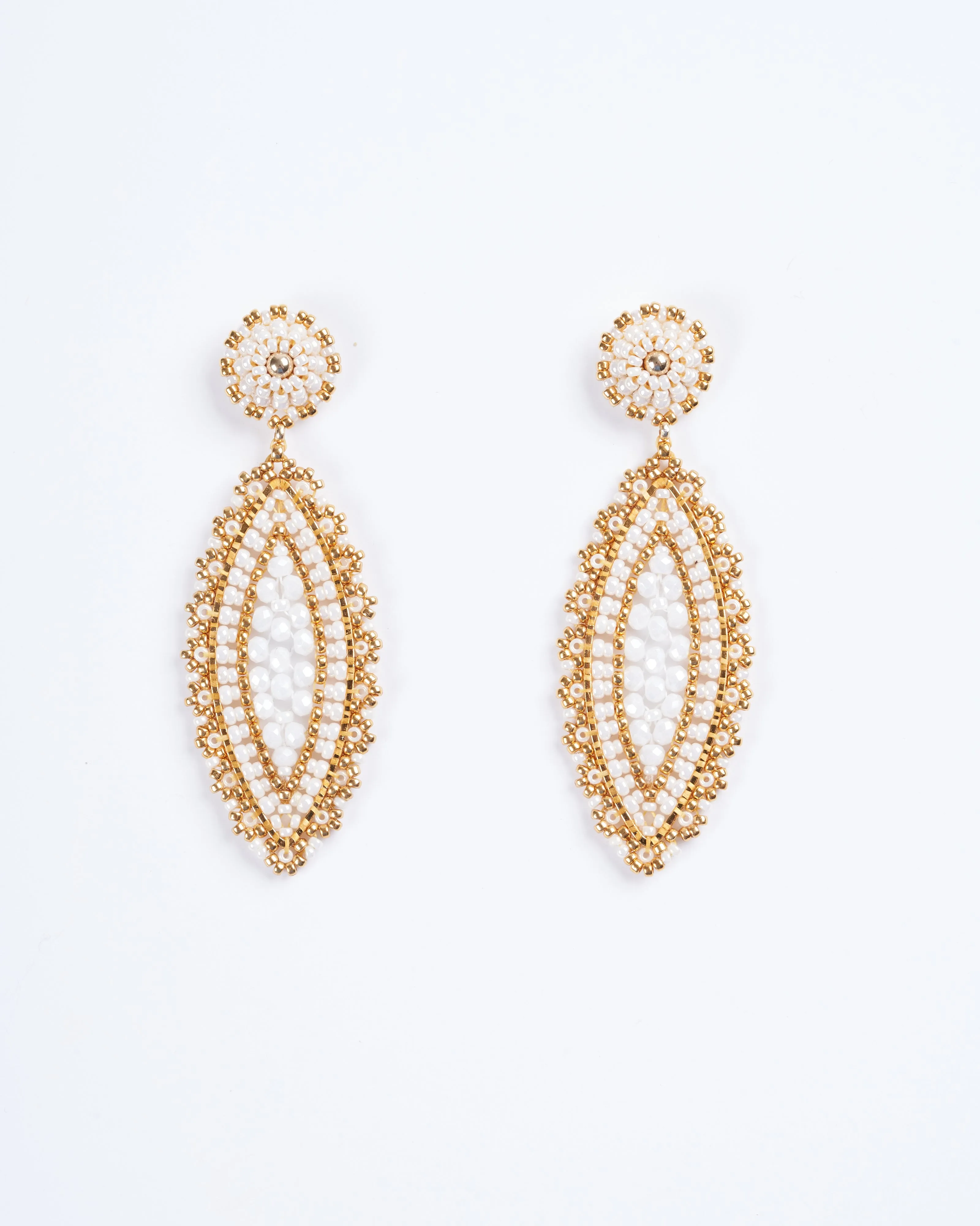 opalite and miyuki 18k gold plated rondelle earrings - stone gold