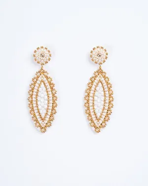 opalite and miyuki 18k gold plated rondelle earrings - stone gold