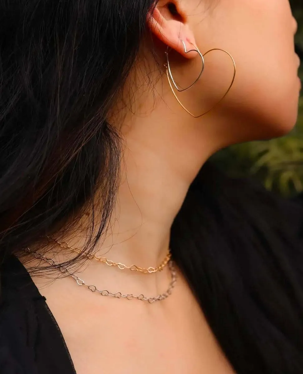 Open Heart Necklace Silver