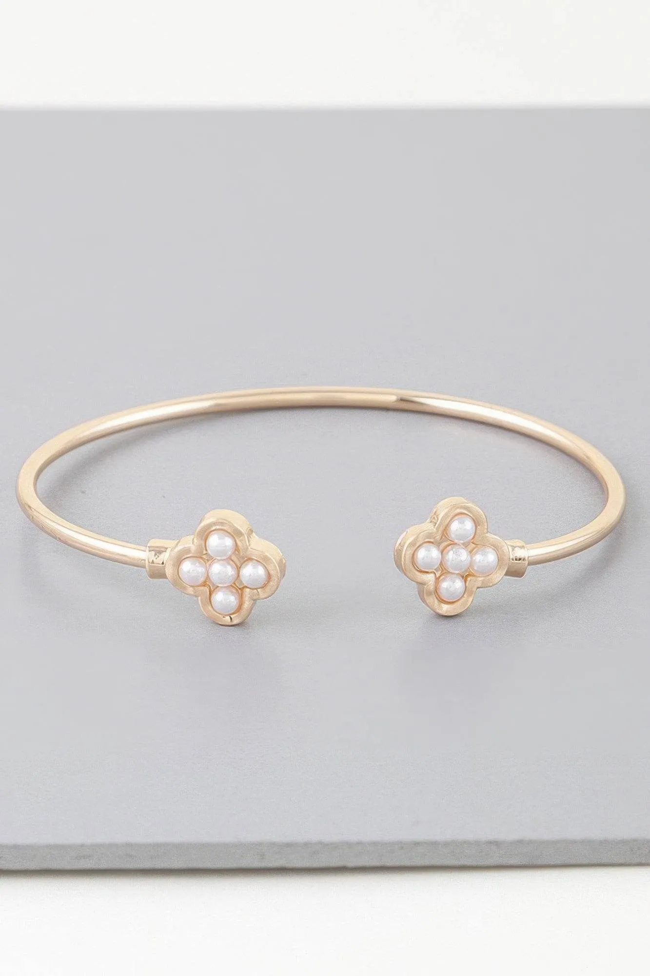 Open Pearled Clover Bracelet
