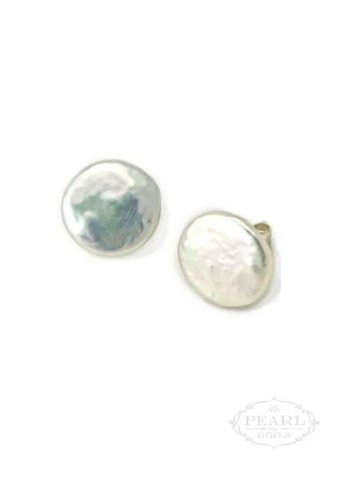 Oriental Pearl Earrings (Coin Pearl Studs)