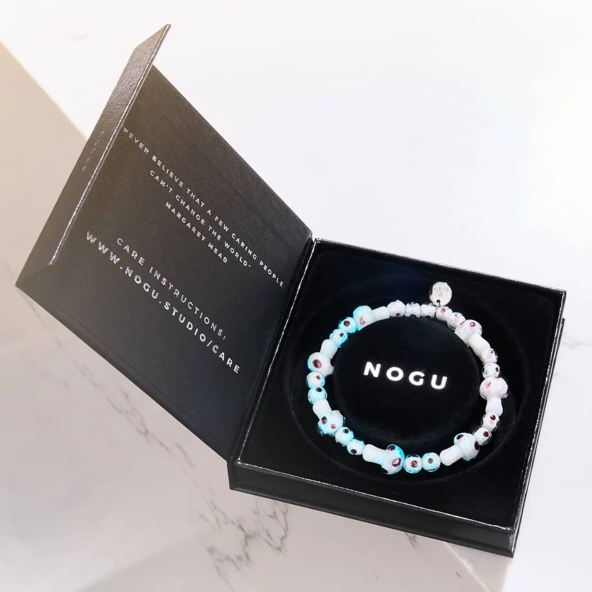 Oyster | .925 Sterling Silver | Deluxe Firefly Glass Mushroom Bracelet