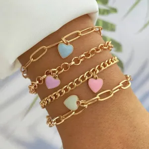Pastel Heart Bracelet Stack