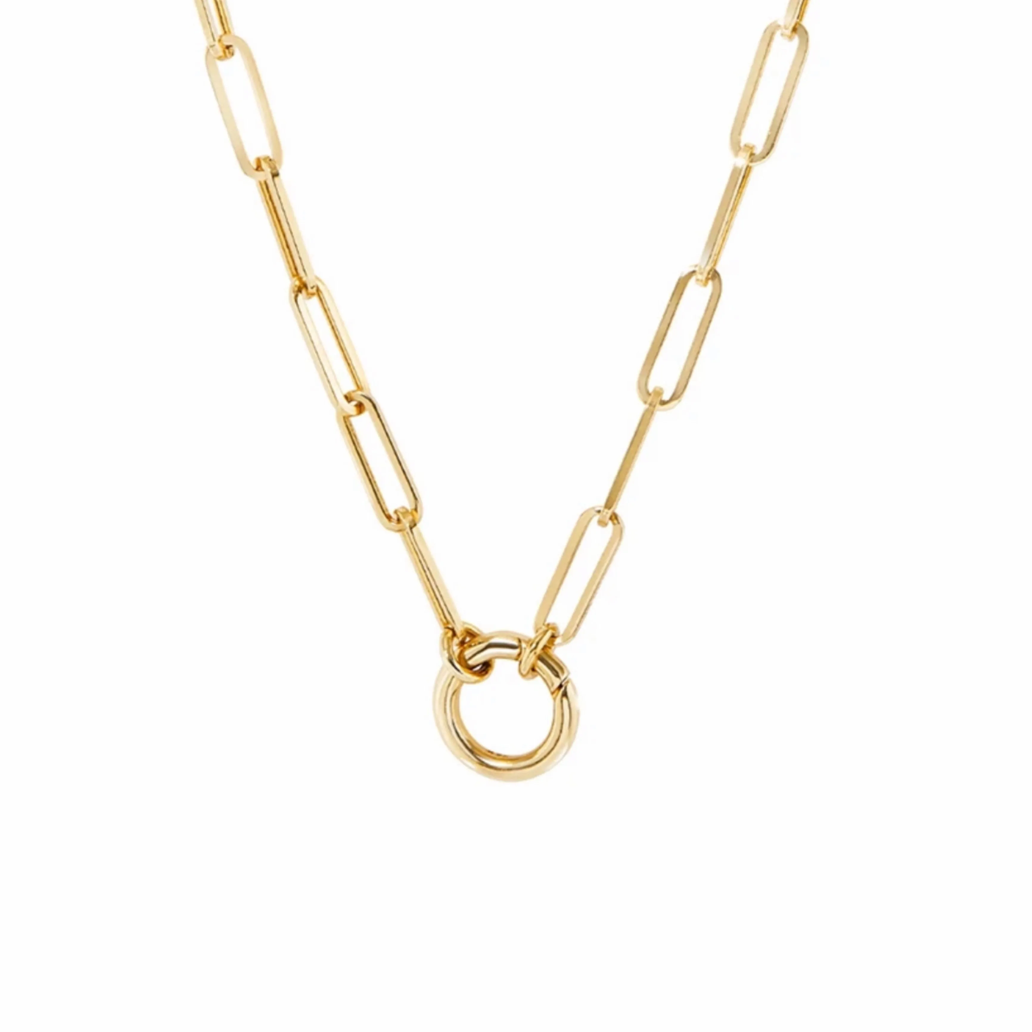 Pave Heart And Key Charm Pendant Necklace - Gold