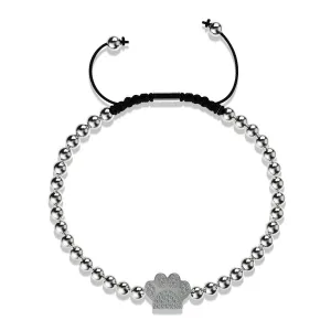 Paw | Silver | Black | Crystal Pup Print | Macrame Charmballa Bracelet