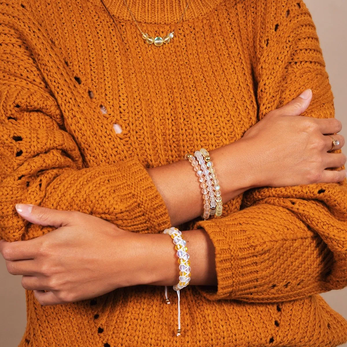 Peach | .925 Sterling Gold Vermeil | Mermaid Glass Bead Bracelet