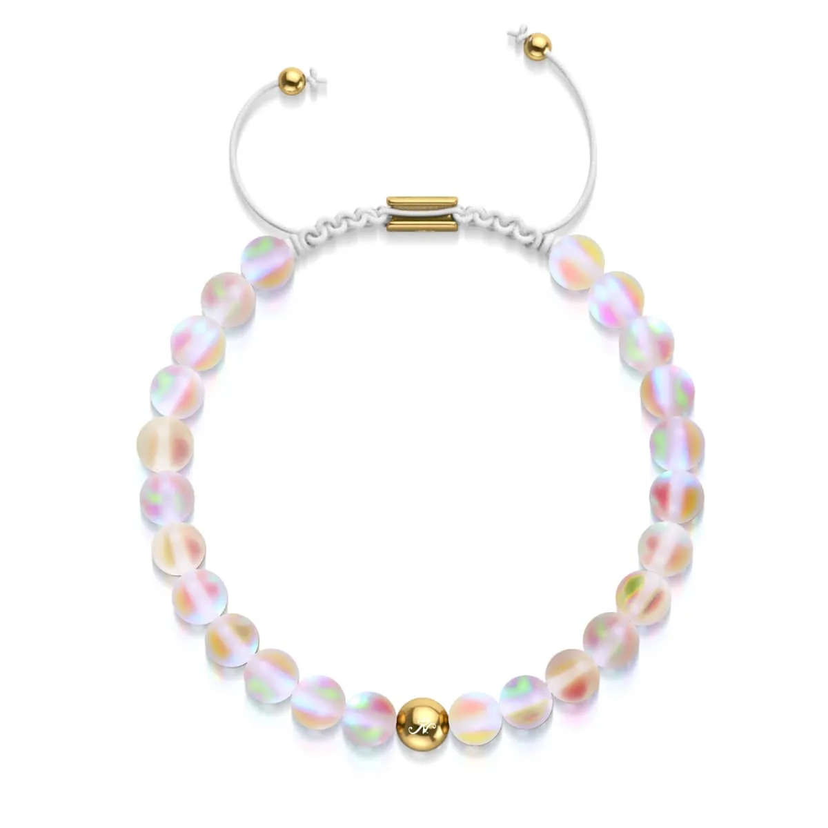 Peach | Gold | Mermaid Glass Macrame Bead Bracelet