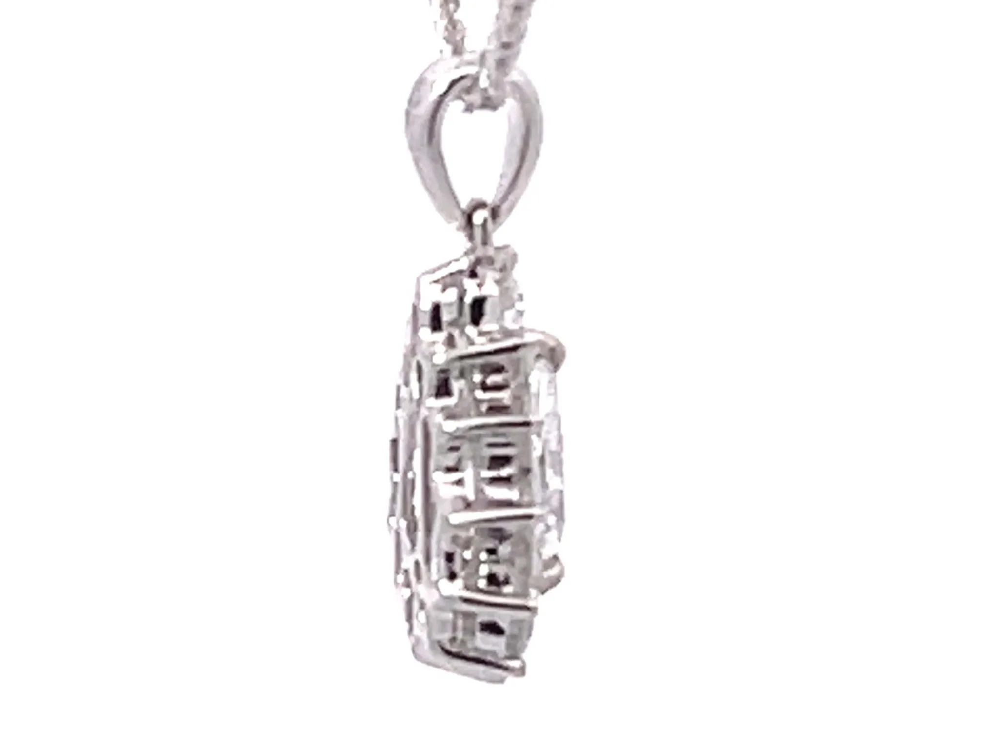 Pear Shaped Diamond Halo Pendant in 18k White Gold with Chain