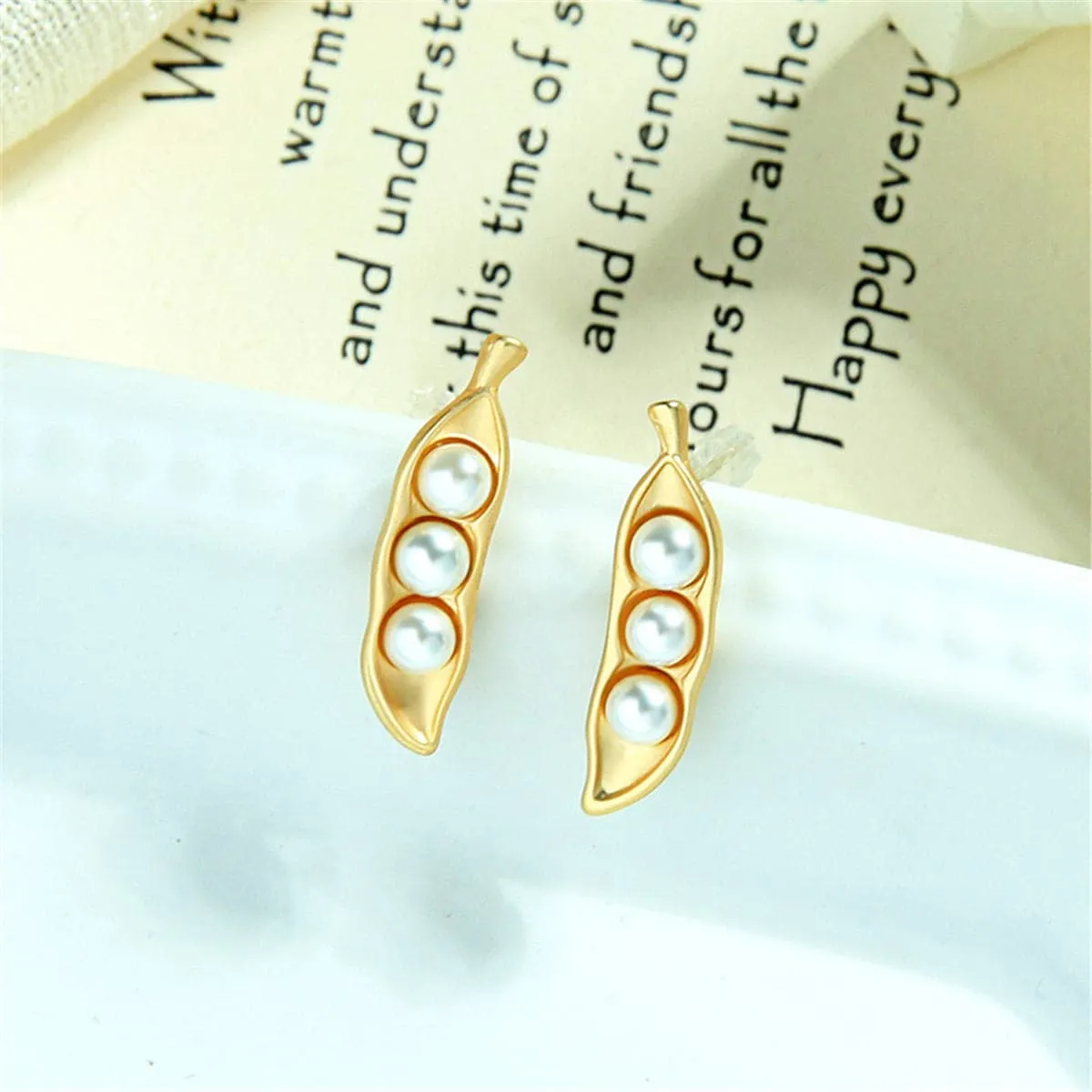 Pearl & 18K Gold-Plated Pea Pod Drop Earrings
