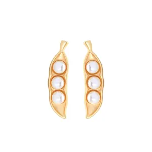 Pearl & 18K Gold-Plated Pea Pod Drop Earrings