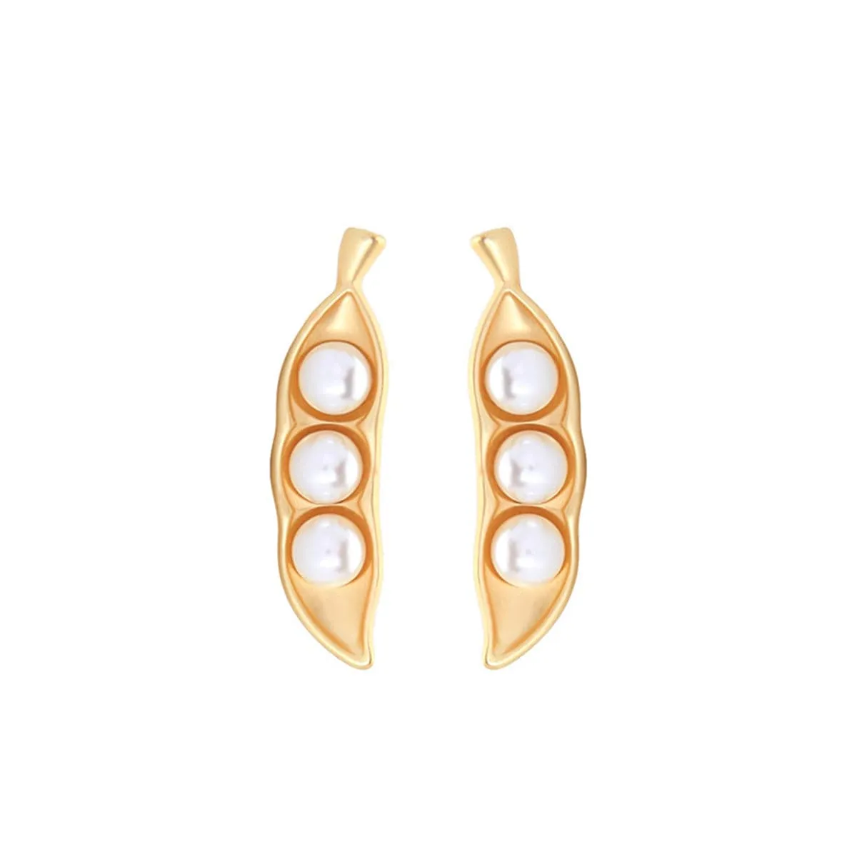 Pearl & 18K Gold-Plated Pea Pod Drop Earrings