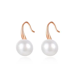 Pearl & 18K Rose Gold-Plated Hook Drop Earrings