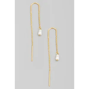 Pearl Bead Chain Threader Earrings