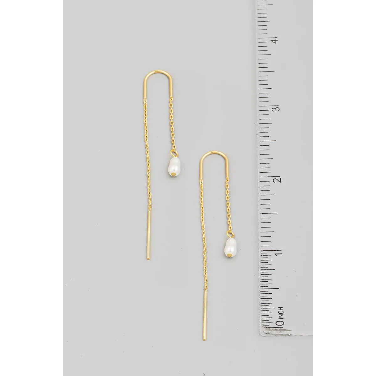 Pearl Bead Chain Threader Earrings