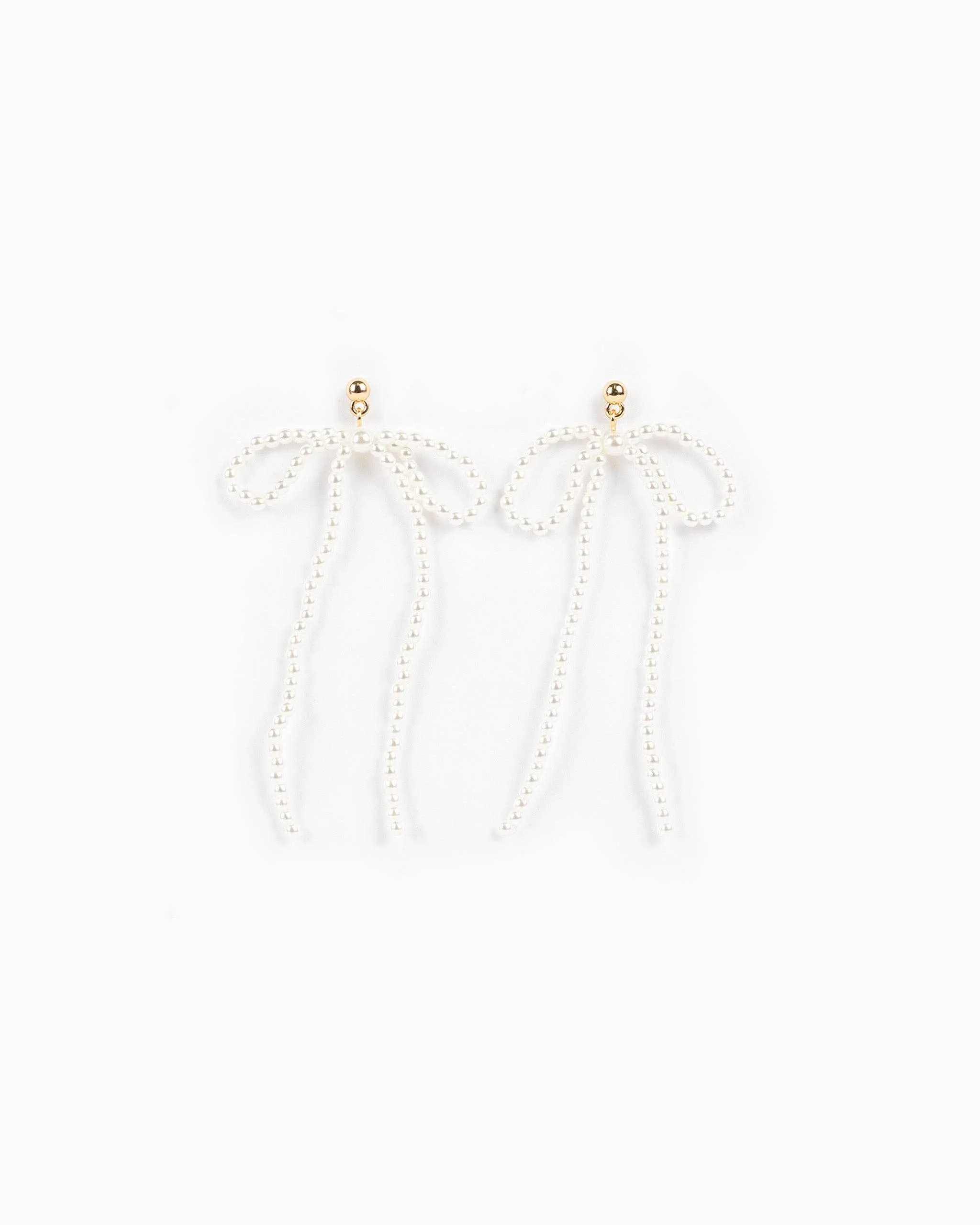 Pearl Bow Drop Earrings