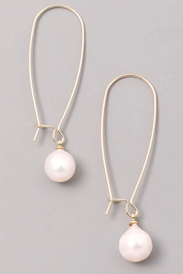 Pearl Charm Safety Pin Earrings