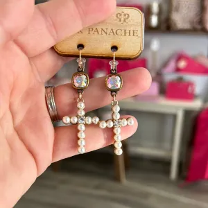 Pearl Cross Earrings