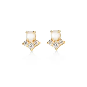 Pearl Diamond Arrow Earrings