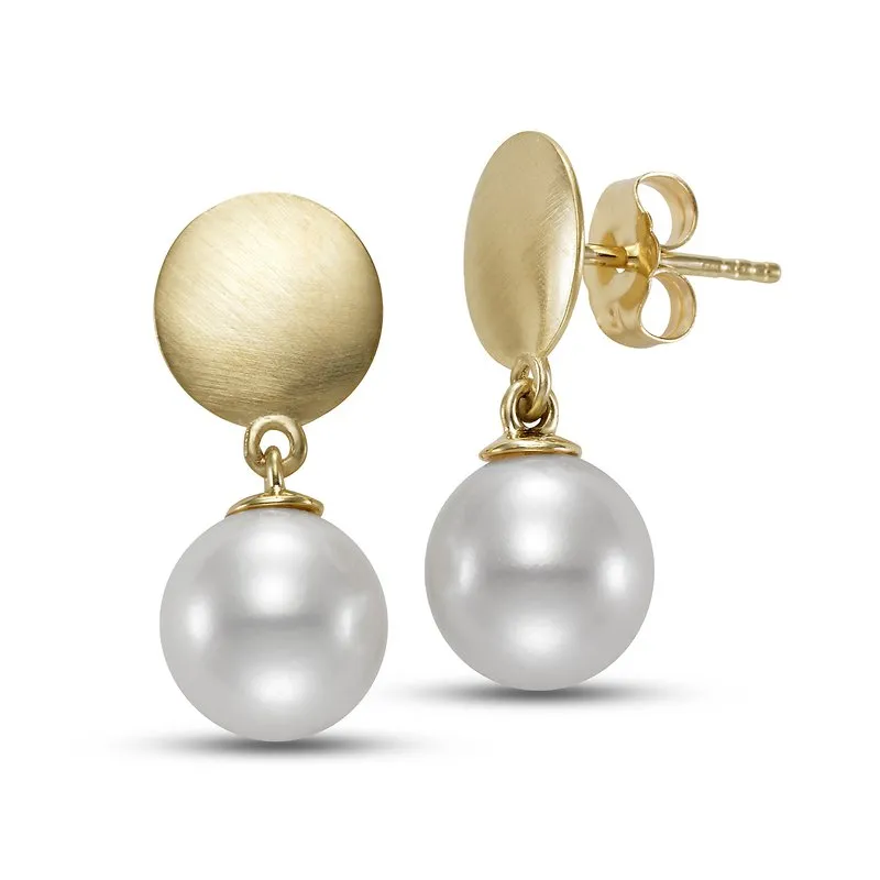 Pearl Disc Dangle Earrings