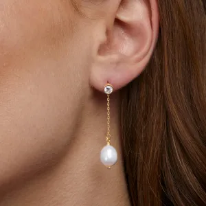Pearl Drop Stud Earrings - 18K Gold Vermeil