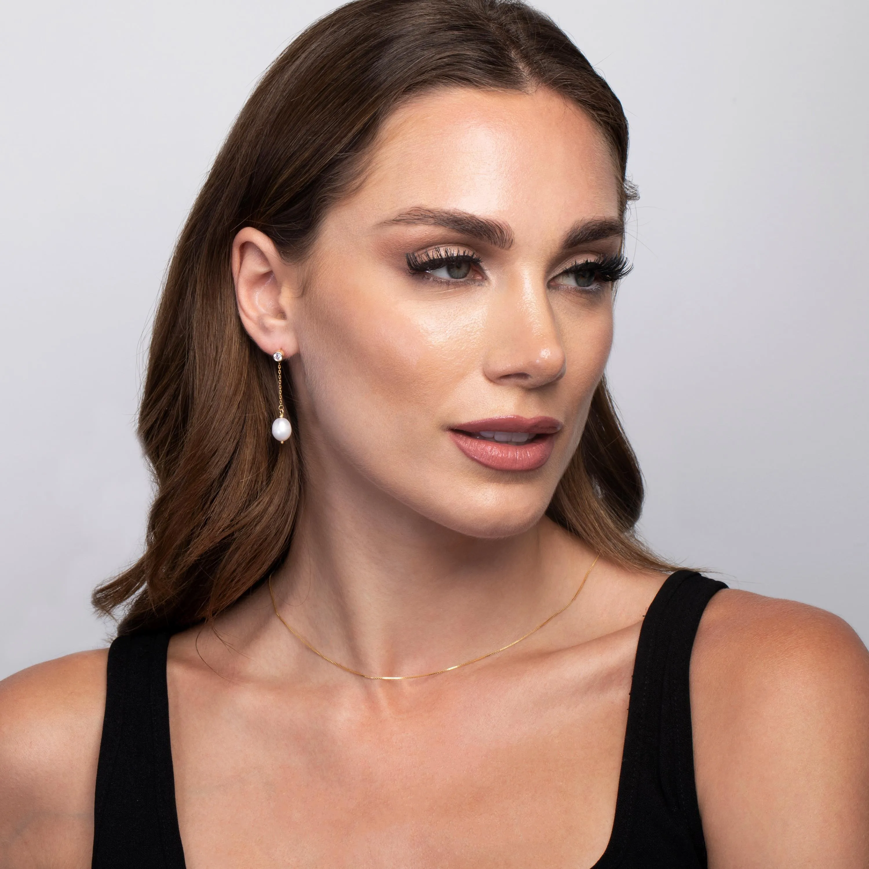 Pearl Drop Stud Earrings - 18K Gold Vermeil