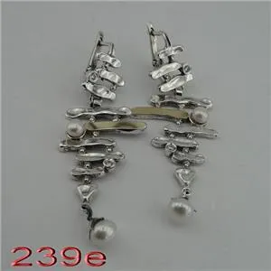 Pearl Earrings  9k Yellow Gold Sterling Silver CZHandmade Hadar Designers (Ms