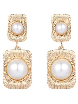 Pearl Framed Earrings - White Pearl