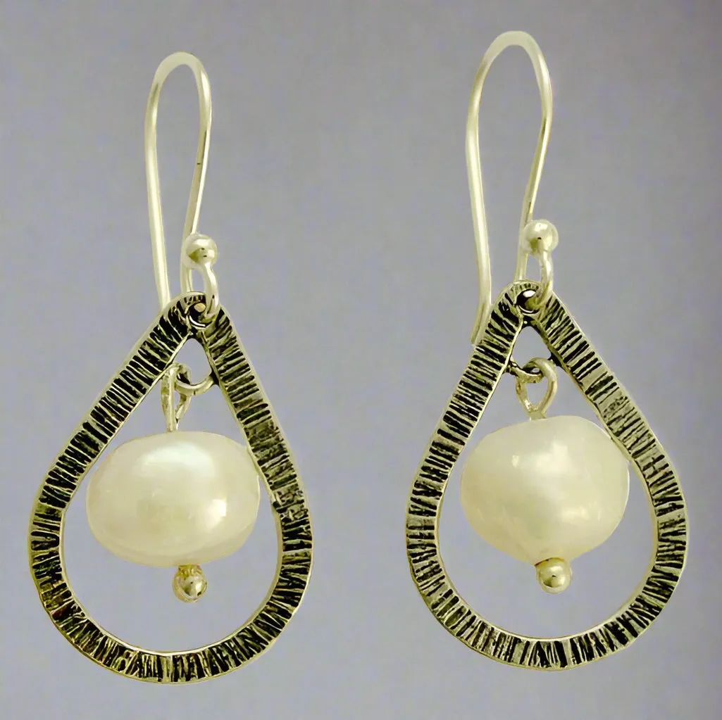 Pearl Silver Drop Earrings - Pearl Vision.
