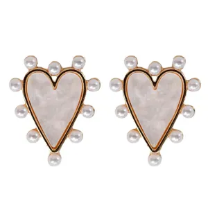 Pearl Studded Heart Earring