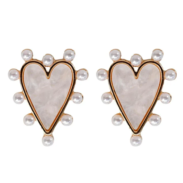 Pearl Studded Heart Earring
