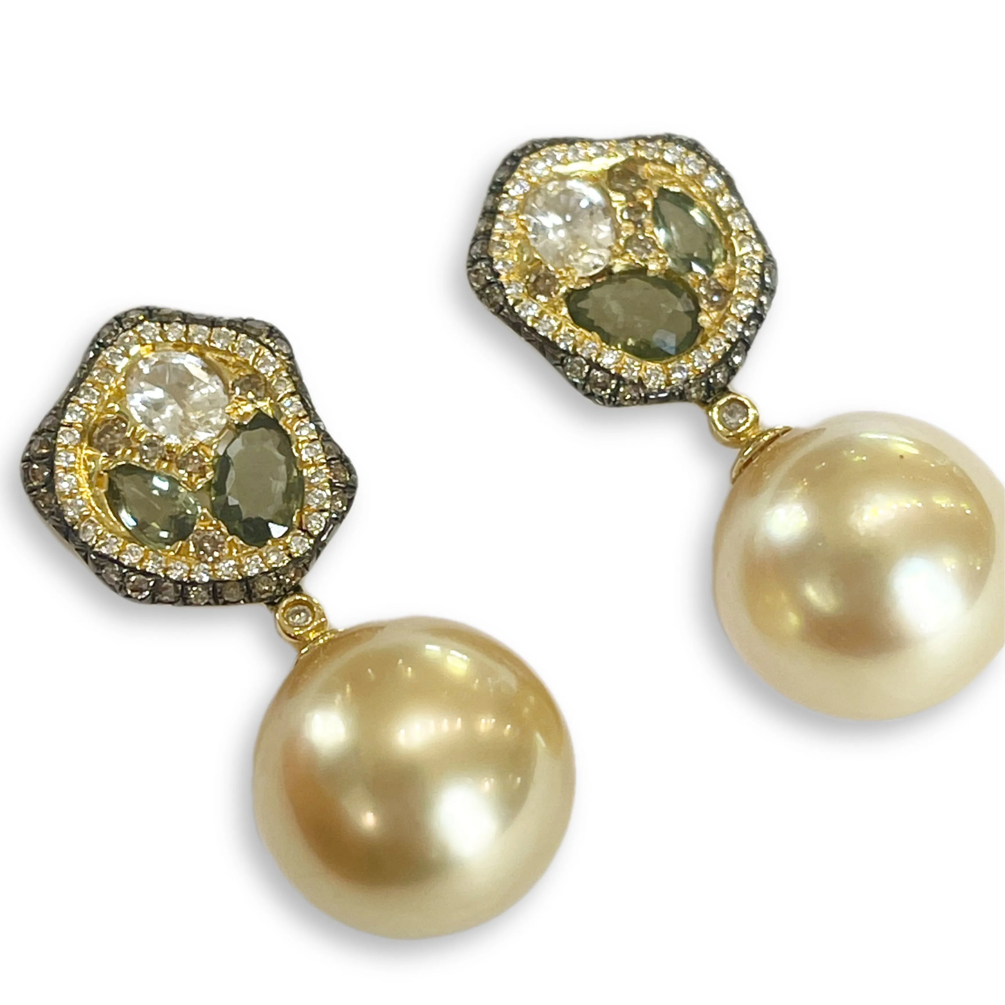 Pearl/Sapphire/Diamond Earrings