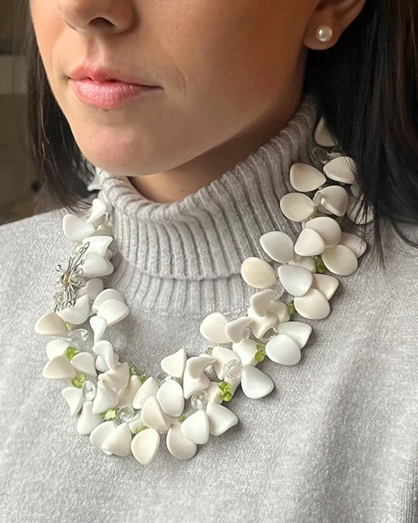 Peridot & White Petal Necklace