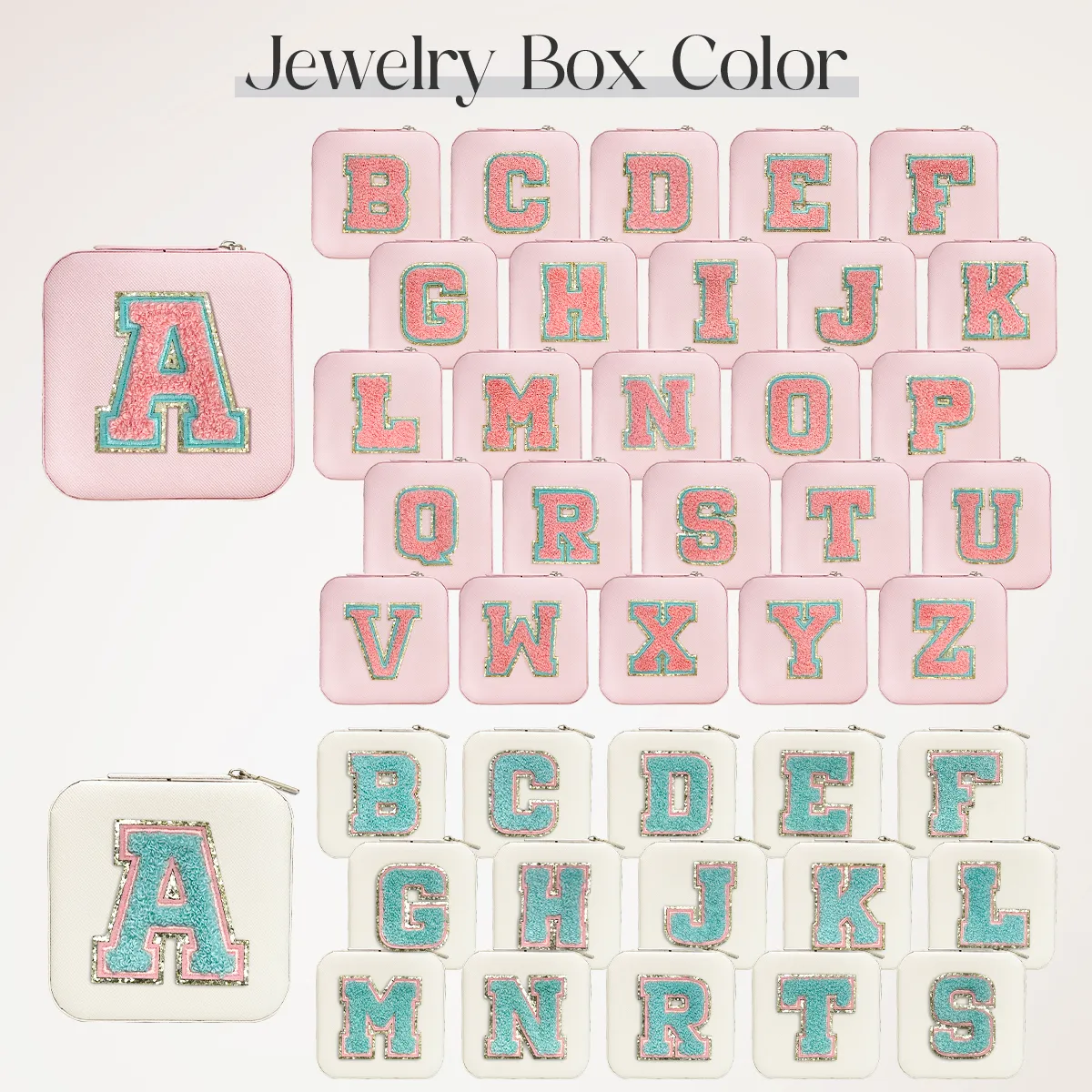 Personalized Jewelry Box, Pink Travel Jewelry Box with Initial B, Small Monogrammed Jewelry Case Organizer for Girls Women Teen Kids, Mini Travel Essentials Gifts for Birthday Christmas