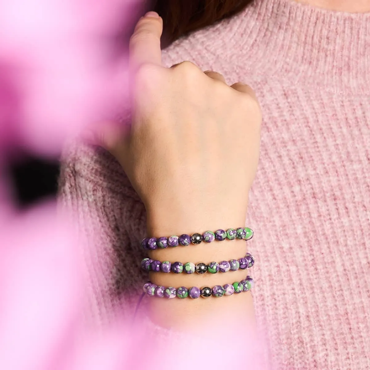 Picasso Porcelain Macrame Bracelet | Grape