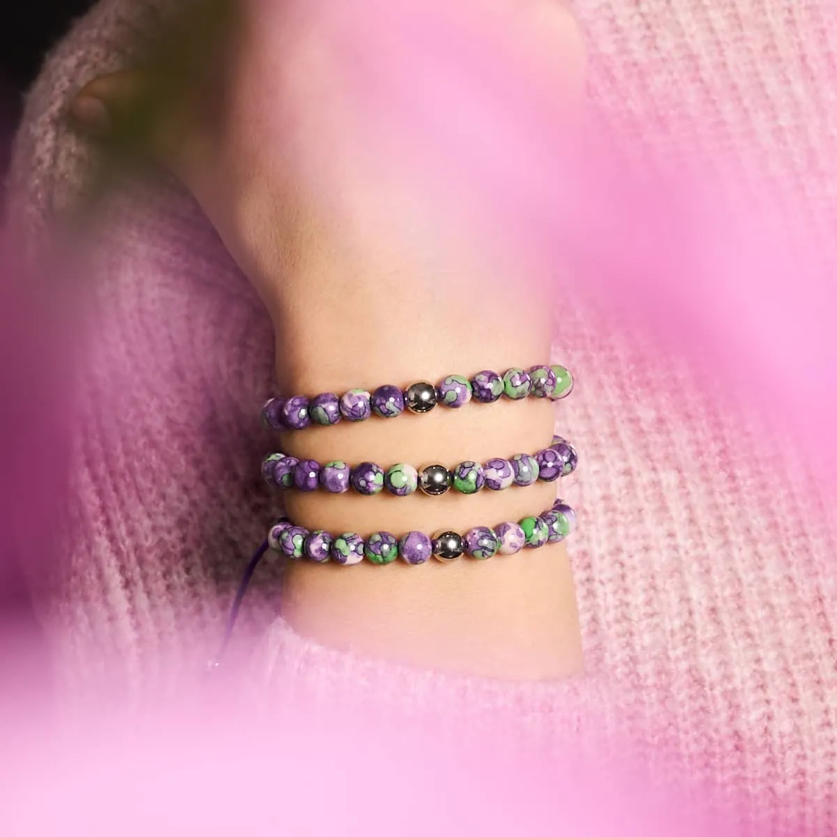 Picasso Porcelain Macrame Bracelet | Grape