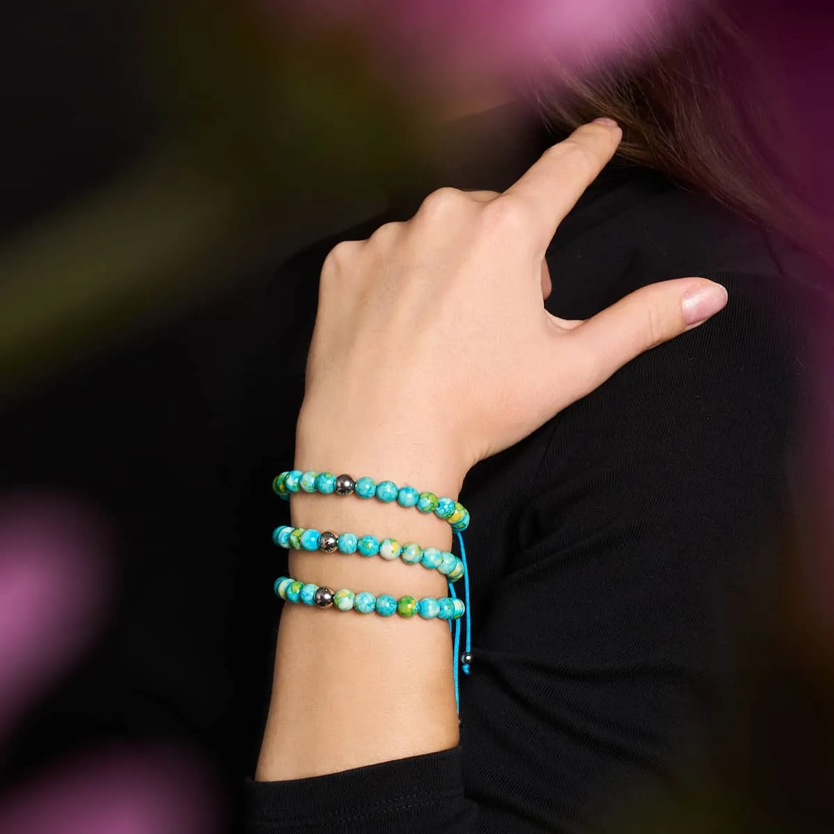 Picasso Porcelain Macrame Bracelet | Lemon Sky