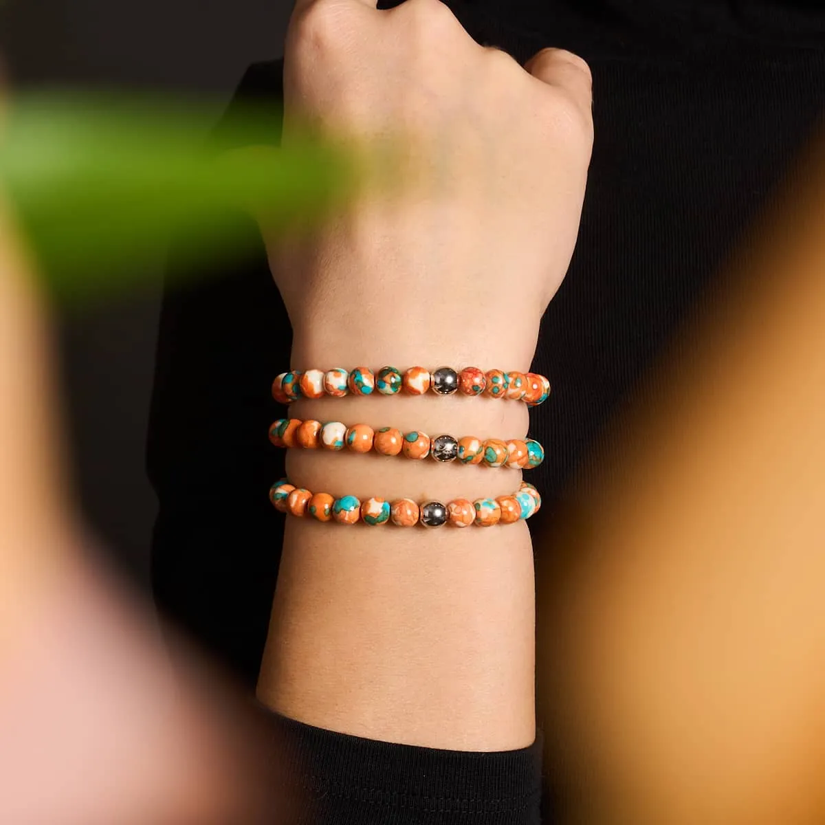 Picasso Porcelain Macrame Bracelet | Rusted Teal