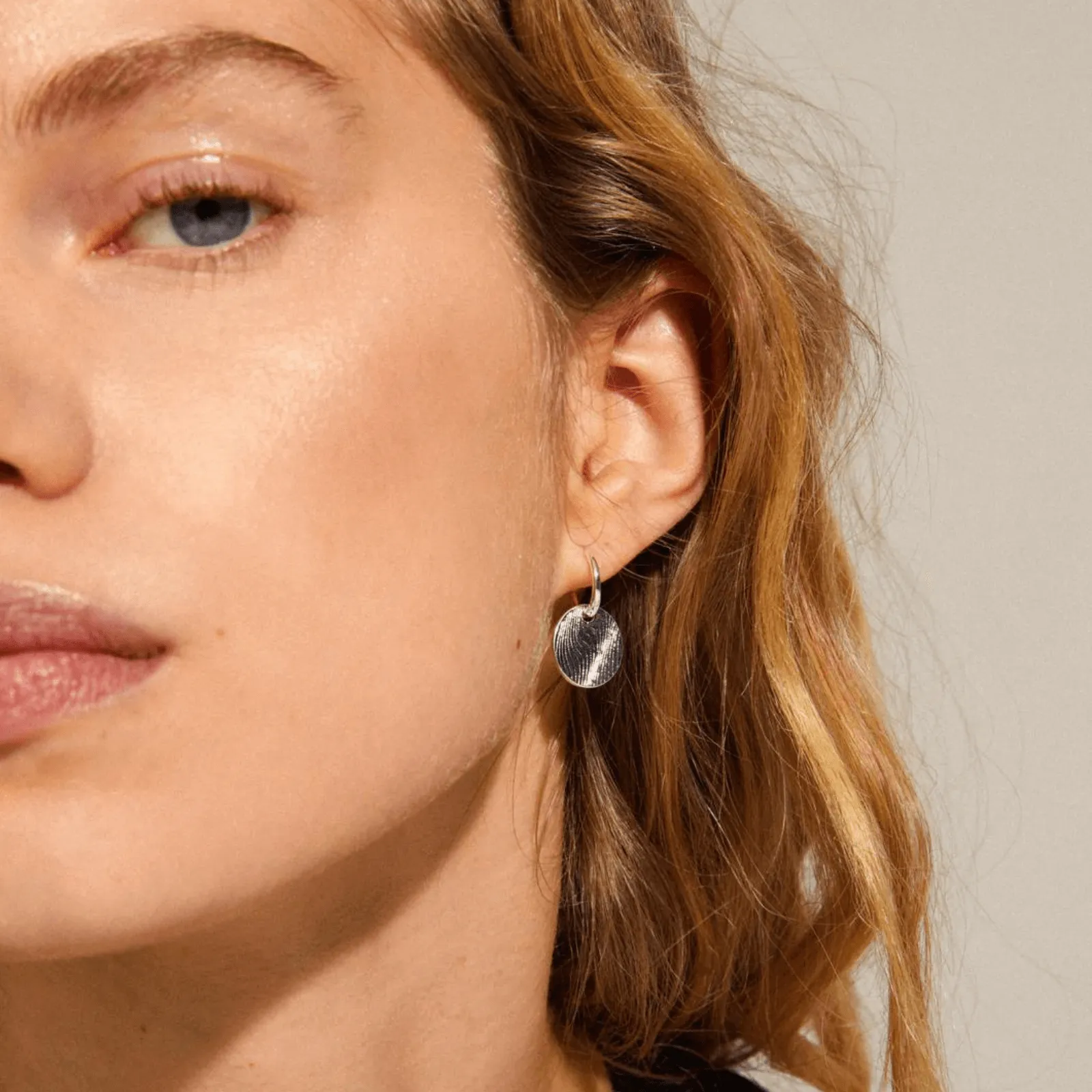 Pilgrim Love Coin Silver Hoop Earrings