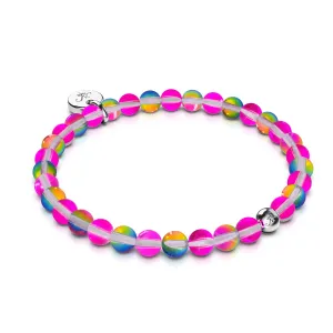 Pink Cosmos | Silver | Galaxy Glass Bead Bracelet