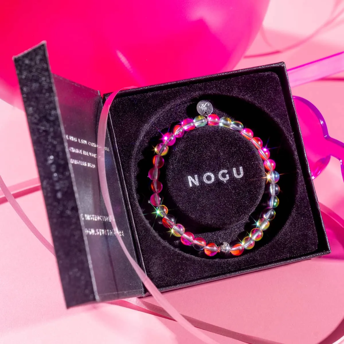 Pink Cosmos | Silver | Galaxy Glass Bead Bracelet
