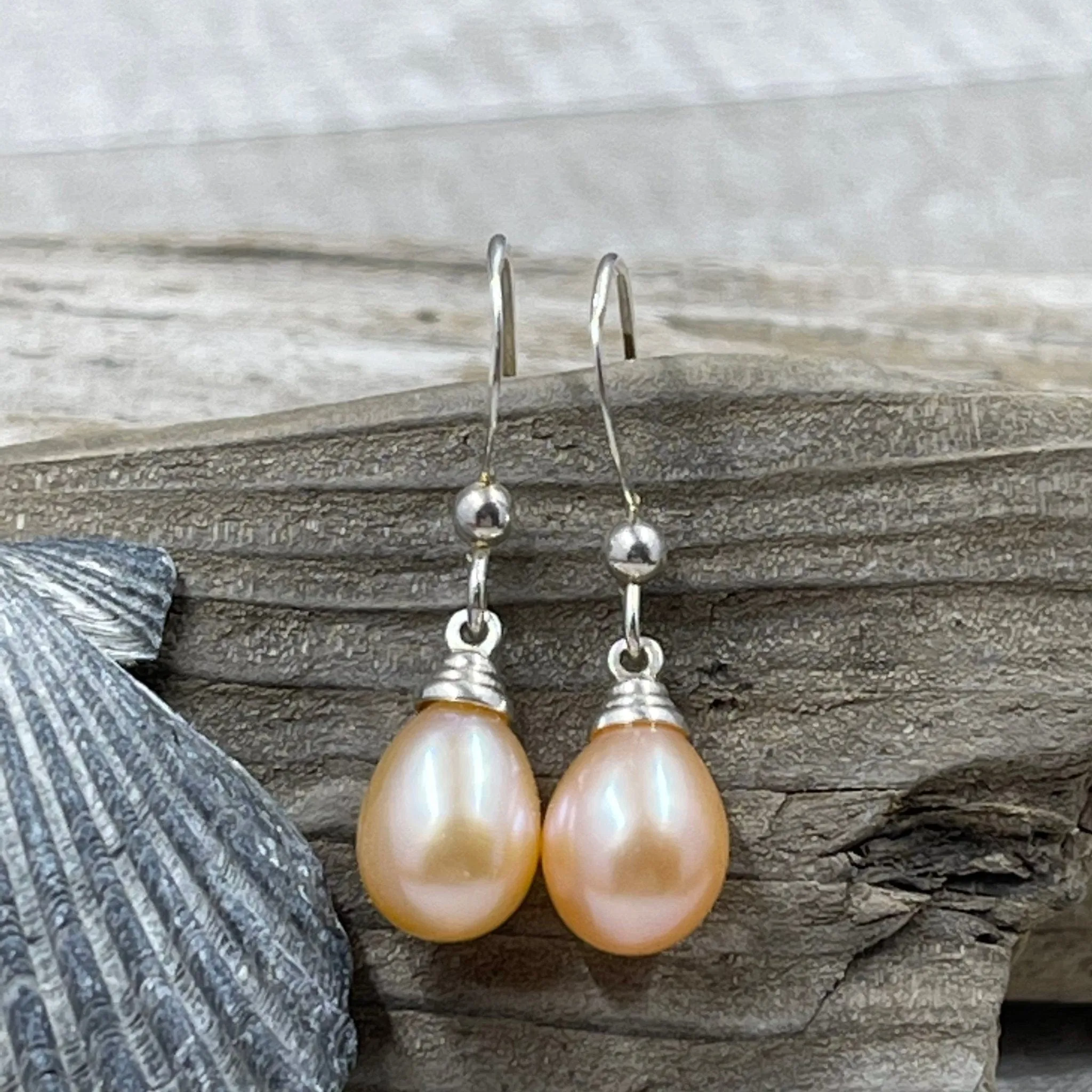 Pink Freshwater Pearl Drop Earrings - AAA Quality