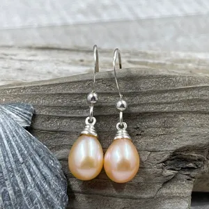 Pink Freshwater Pearl Drop Earrings - AAA Quality
