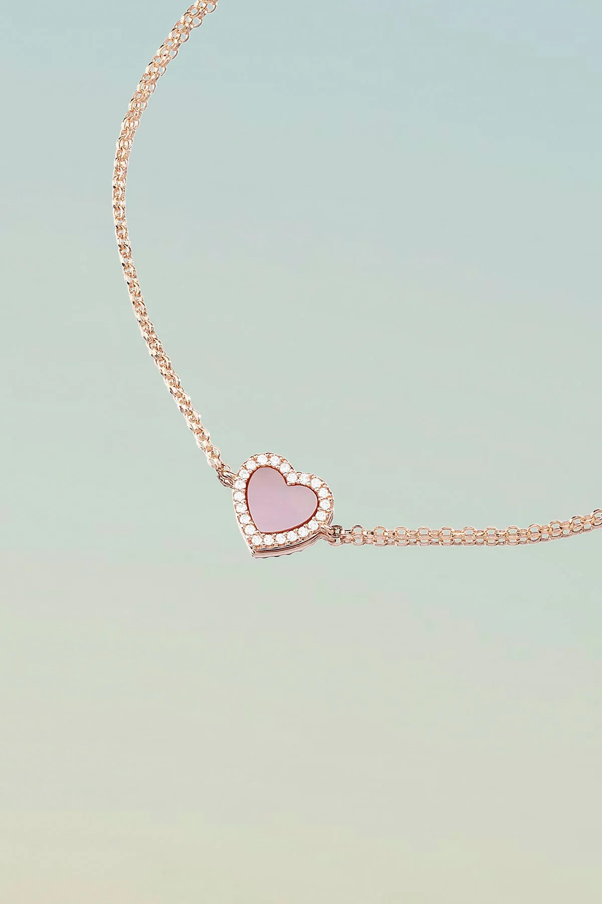 Pink Nacre Heart Adjustable bracelet