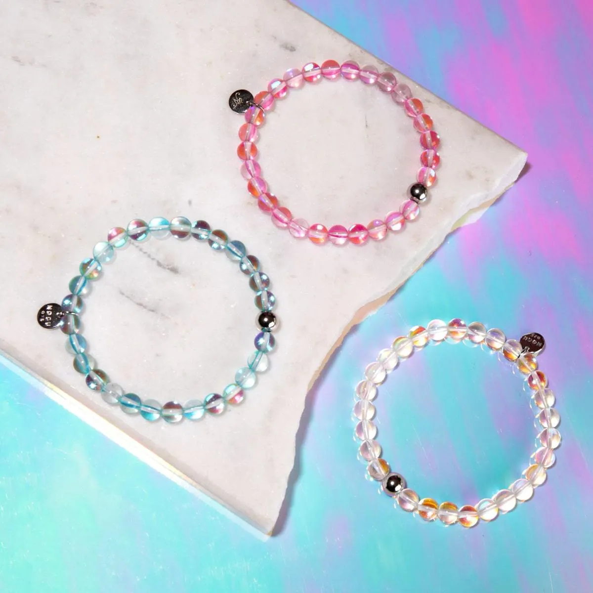 Pink Nebula | .925 Sterling Silver | Galaxy Glass Bead Bracelet